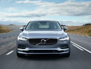 The Volvo S90's front axle was moved forward more than 7 inches, the front overhang has been reduced, and the A-pillar be pushed rearward to lend the hood greater length. (Volvo)