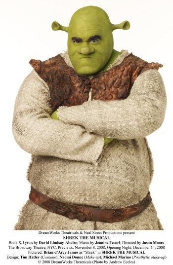 Brian díArcy James is 'Shrekî in 'Shrek The Musical.' DreamWorks Theatricals