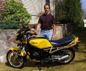 Tim Van Deusen and the1984 Yamaha RZ350 that he's owned and pampered for 26 years. Bud Wilkinson / Republican-American