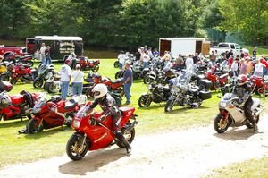 Ducatis arrive at the 2009 IMOC Rally. Bud Wilkinson / Republican-American 