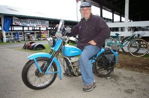 Steve Delmonico and his 1962 Harley-Davidson Pacer. Bud Wilkinson / Republican-American  