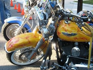 Eye-popping paint jobs were found on many of the bikes at Torrington Thunder, including this Harley-Davidson. Credit: Debra A. Aleksinas / Republican-American