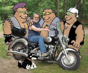 Author/cartoonist Paul Jamiol and some of his riding buddies. Credit: contributed 