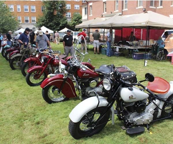 A sample of the vintage Indian motorcycles displayed at Indian Day in 2014 at the Lyman and Merrie Wood Museum of Springfield History in Springfield, Mass. Bud Wilkinson / Republican-American 