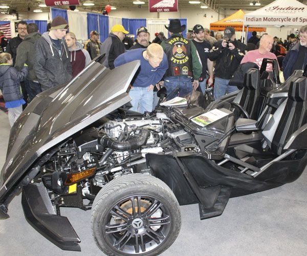 A Polaris Slingshot on display in mid-January at the Springfield Motorcycle Show in Springfield, Mass. Bud Wilkinson / Republican-American 