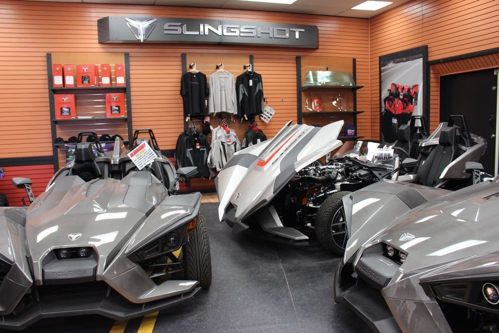 Slingshots on the showroom floor at Libby's Motoworld in New Haven. Bud Wilkinson / Republican-American 