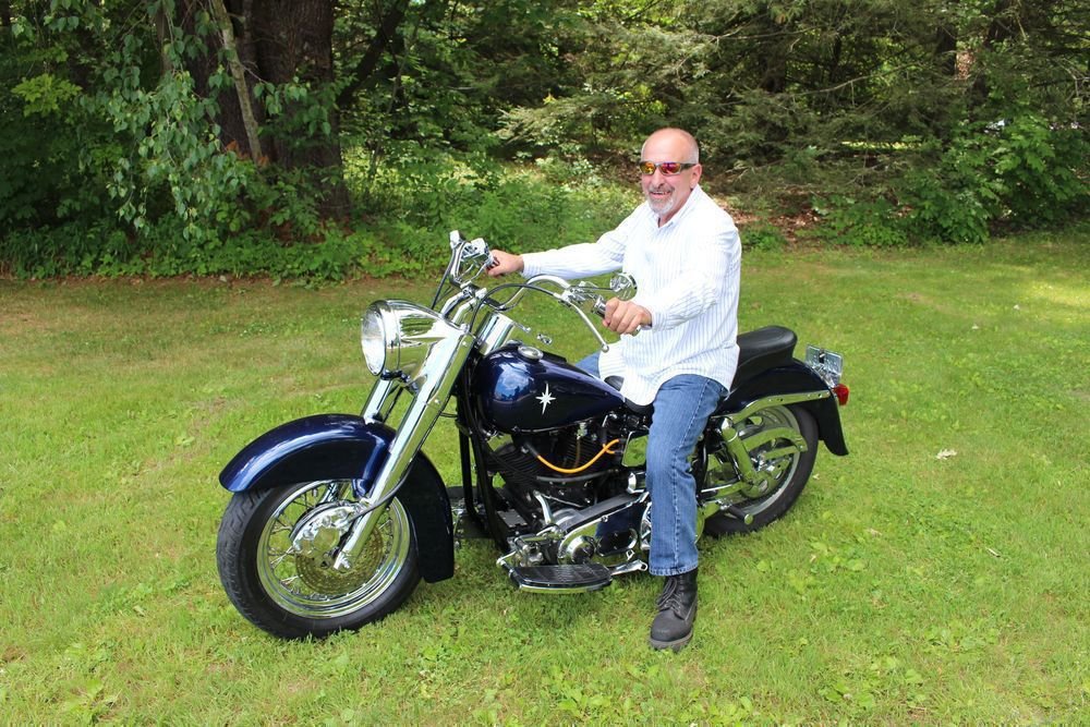 Dave Perugini and his 1977 Harley-Davidson FX Super Glide. Bud Wilkinson Republican-American 