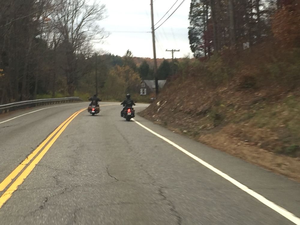 Riders on Route 118 in Harwinton placing themselves at risk by riding too closely together. Bud Wilkinson / Republican-American 