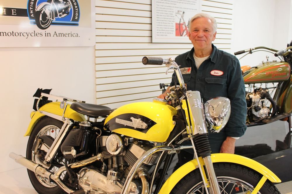 Photos by Bud Wilkinson Republican-American Dale Prusinowski and his 1956 Harley-Davidson KH that is on display at the Motorcyclepedia Museum in Newburgh, N.Y. 