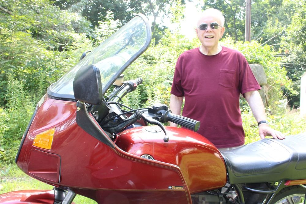 Jack Potter of Torrington and the 1987 BMW R 80 RT that he sold this week after 16 years of ownership. 
