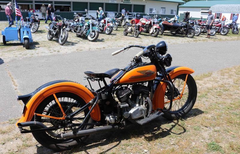 A vintage Harley-Davidson on display at the Yankee Chapter of the Antique Motorcycle Club of Americas motorcycle show and swap meet in Terryville in 2019. (Bud Wilkinson Republican-American)